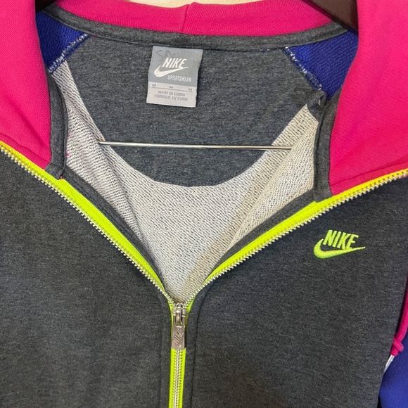 Nike Full Zip Hooded Color Block Hoodie Jacket - Women's Size M - Gray Pink - Picture 2 of 9